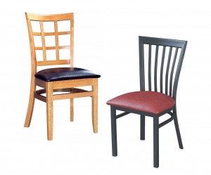 wood and metal restaurant chairs